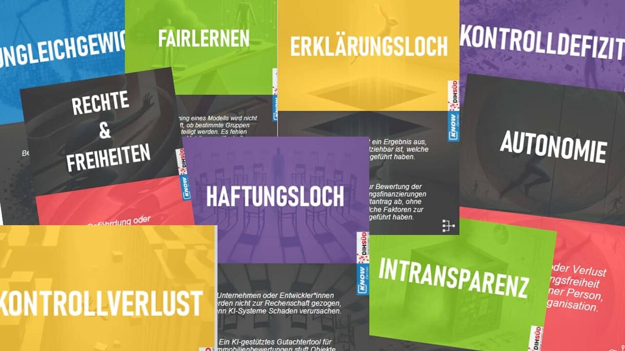 Beschriftete Karten: Fairlogiken, Erklärungsloch, Autonomie, Intrasparenz Haftungsloch, Kontrollverlust